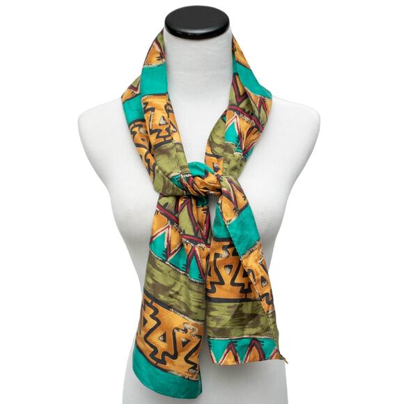 Geometric Print 100% Silk Rectangular Scarf - Picture 2 of 6